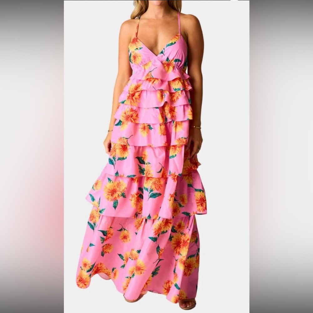 NEW BUDDYLOVE Callie tiered maxi dress in sunflower